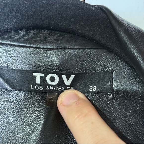 TOV Leather and Suede Jacket Removable Sleeves Lined Cutouts Black Size 38 / Sma - Picture 14 of 15